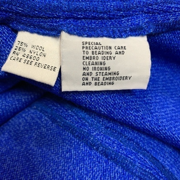 Vintage Dominique Palacios  Long Sleeve Dressy Sweater Jacket Cobalt Blue XL - Picture 3 of 8